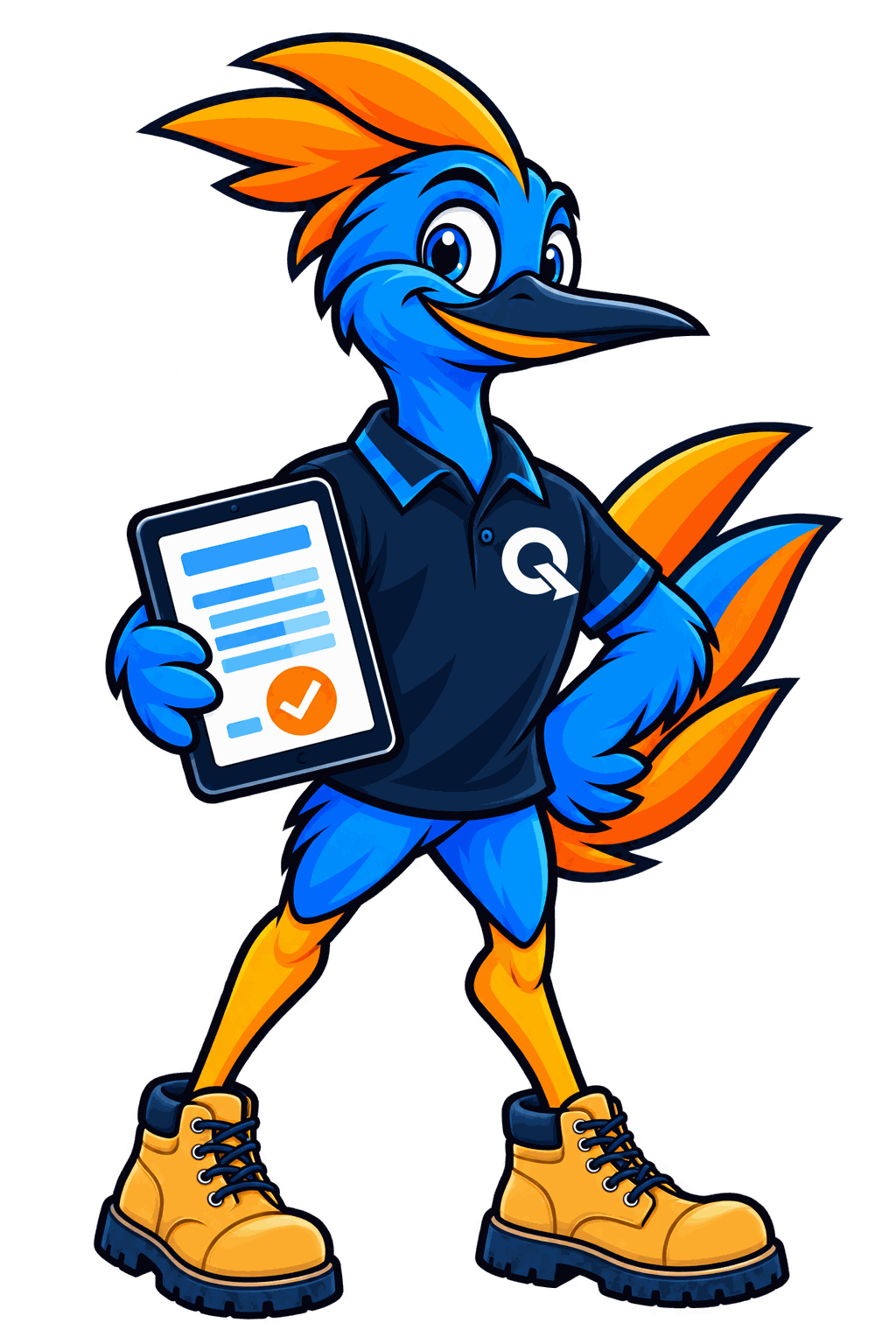 Qwik, your blue-and-orange quoting assistant in work boots